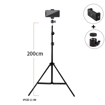 Tripod Handphone Dan Kamera 2.1 Meter Stand HP Model Lipat Dengan Holder Dan Ball Head Rotation