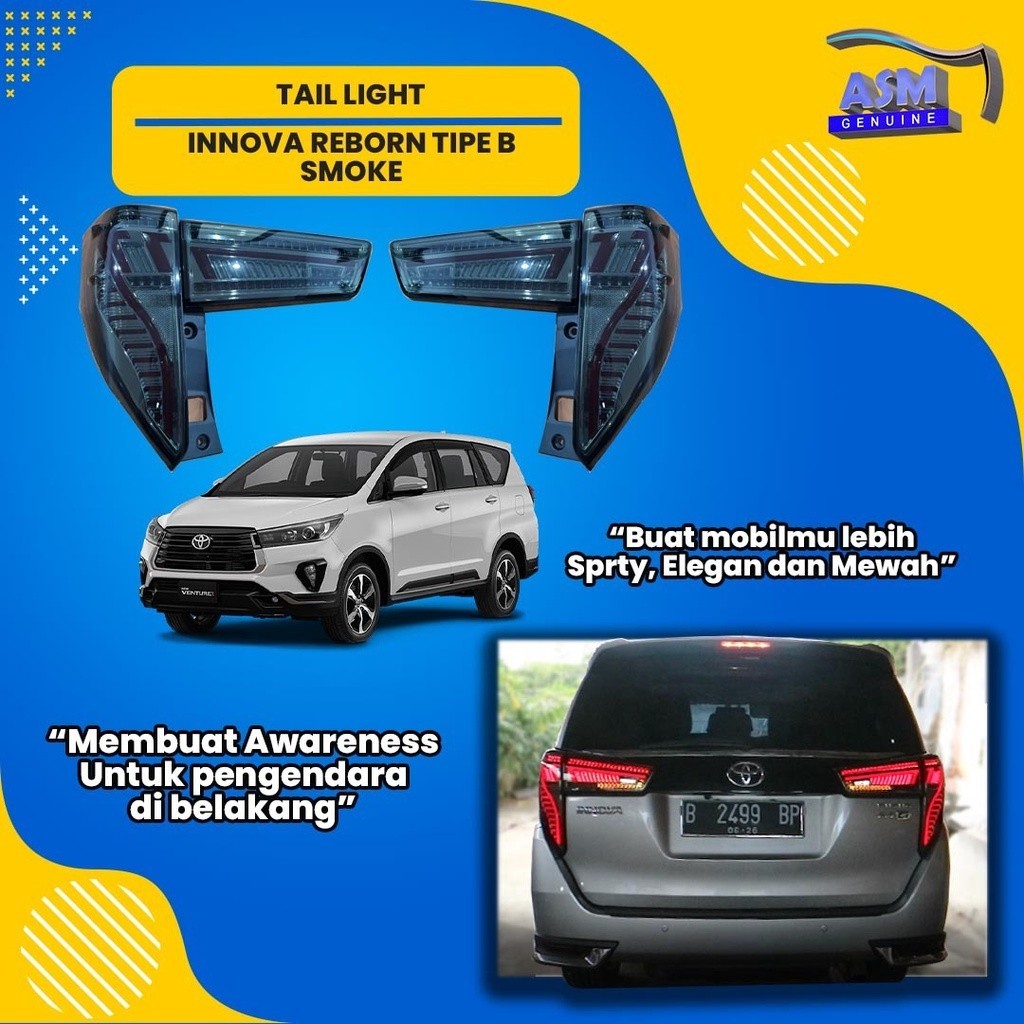 Jual Stop Lamp LED Tail Light Toyota Innova (2016-UP) Smoke Type B ...