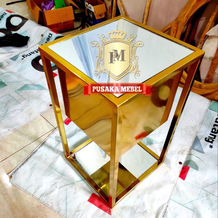 Jual meja pot bunga besi stanlis, hiasan ruang tamu,meja lampu besi ...