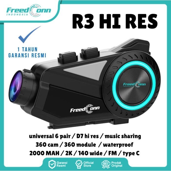 Jual Intercom Freedconn R3 Bluetooth Helm Headset Hi Res Wide Cam ...