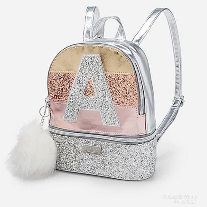 New Justice Glitter Stripe Initial Mini Backpack Tas Anak Justice Original