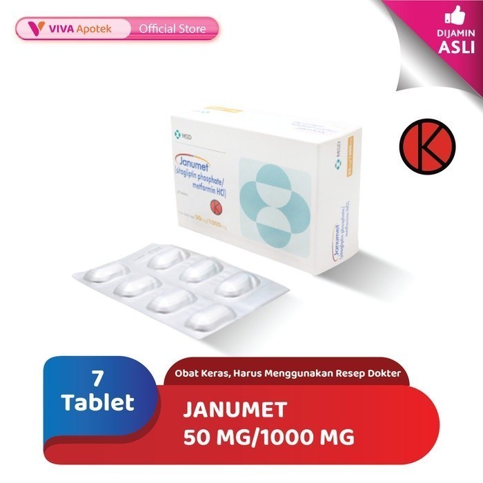 Jual Janumet 50 mg/1000 mg / Diabetes Melitus / Kencing Manis (7 Tablet