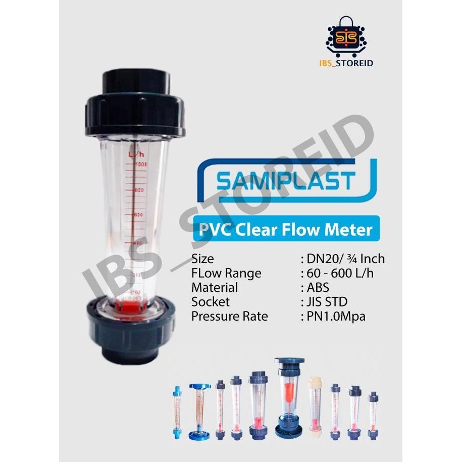 Jual Rotameter Flow Meter Pvc S 60-600 L/H Size Dn20 3/4 Inch Jis ...