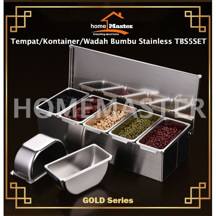 Jual TEMPAT BUMBU/CONDIMENT CONTAINER STAINLESS TEBAL SET 5 PCS TBS5SET ...