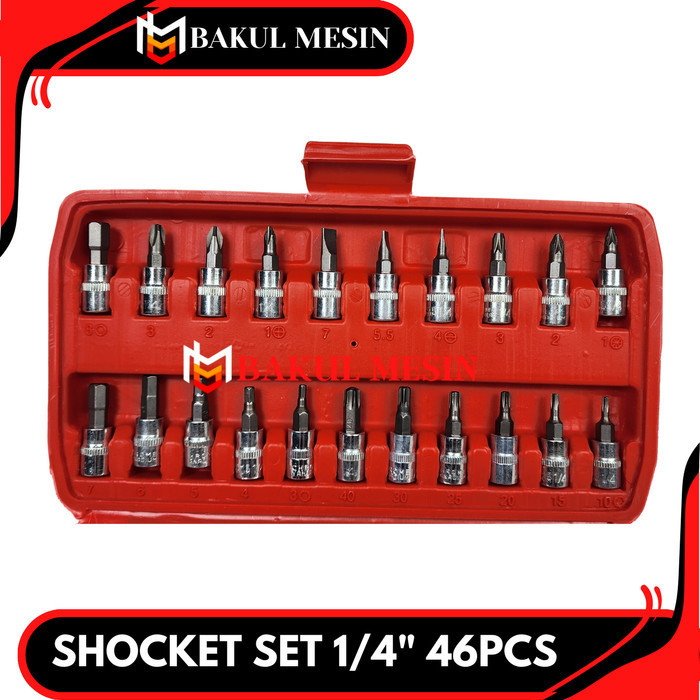 Jual Shocket Set 46Pcs Kunci Socket Rachet Wrench Set 1/4