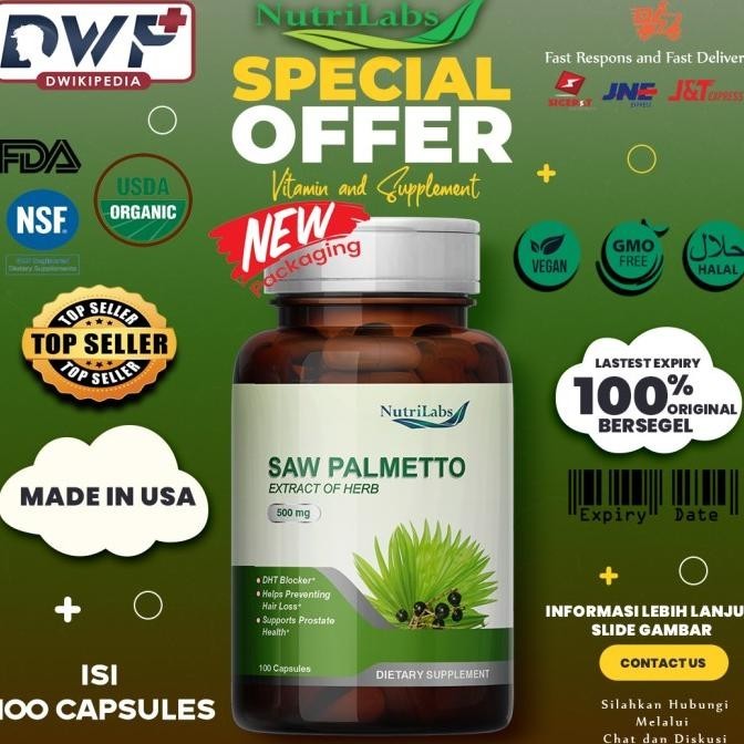 Jual Nutrilabs Saw Palmetto 500 mg isi 100 (Finastride Herbal DHT Blocker) Shopee Indonesia