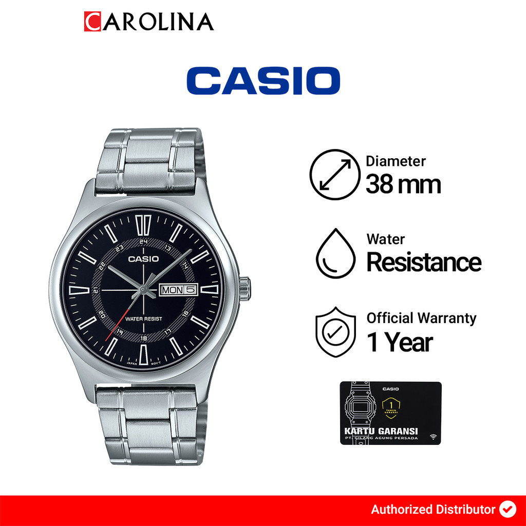 Jam Tangan Pria CASIO Standard Series MTP-V006D-1C Black Dial Stainless  Steel Band