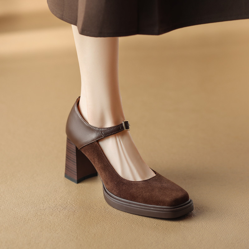 Gemo Sales Gemo St Marie Leather Vintage Ankle Strap Chunky Heels