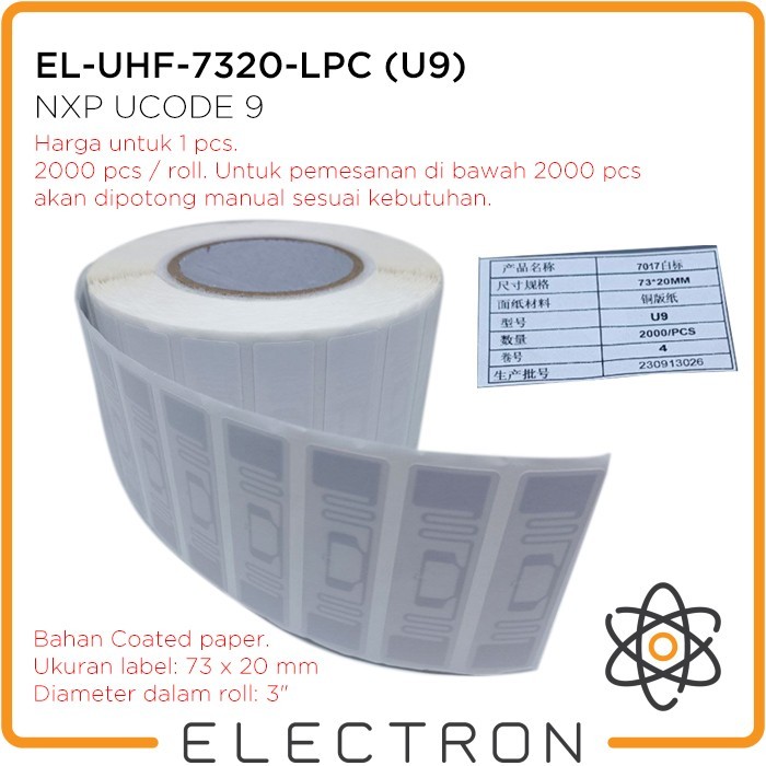 Jual EL-UHF-7320-LPC U9 NXP UCODE 9 RFID UHF EPC Tag Sticker Label ...