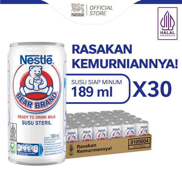 BEAR BRAND Susu Kaleng Susu Beruang Susu Steril 189ml x 30 pcs