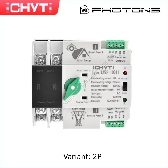 Jual ATS Automatic Transfer Switch PC Class 2P 3P 4P 220VAC 400VAC 125A ...