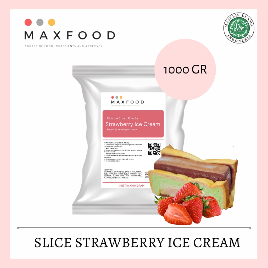 Jual Slice Strawberry Ice Cream / Bubuk Es Potong Rasa Stroberi ( 1kg ...