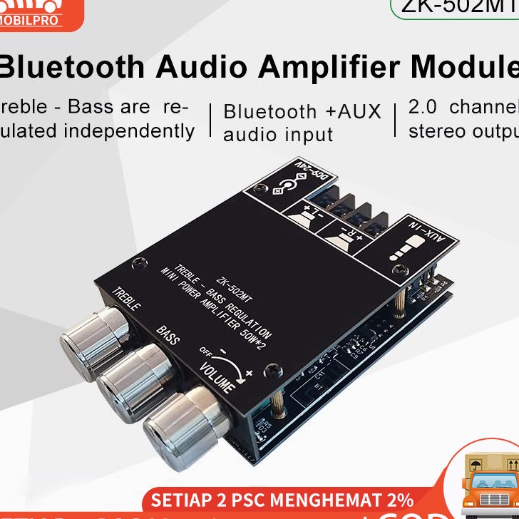 Jual Bluetooth Amplifier 2 50W ZK 502MT Bluetooth 5 0 Subwoofer Amplifier Board High Power HIFI