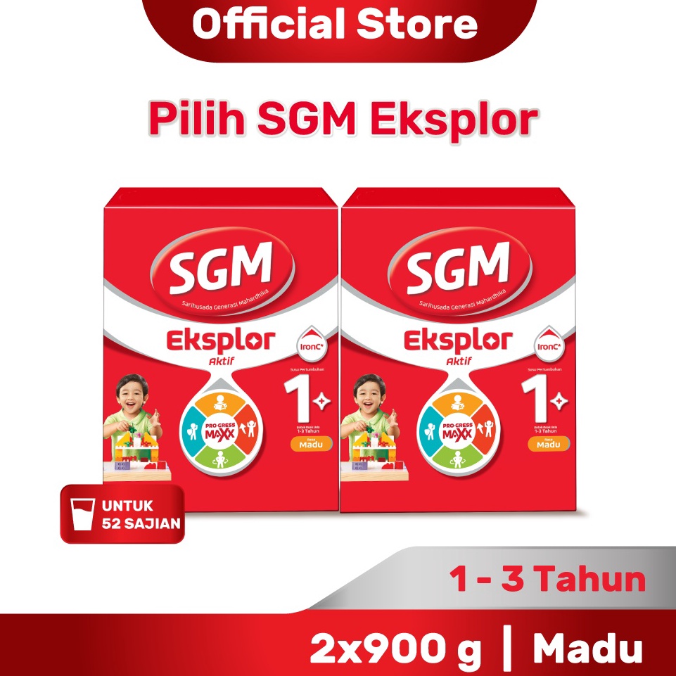 Jual SGM Eksplor 1+ dengan IronC Susu Pertumbuhan Rasa Madu 900GR x 2 ...