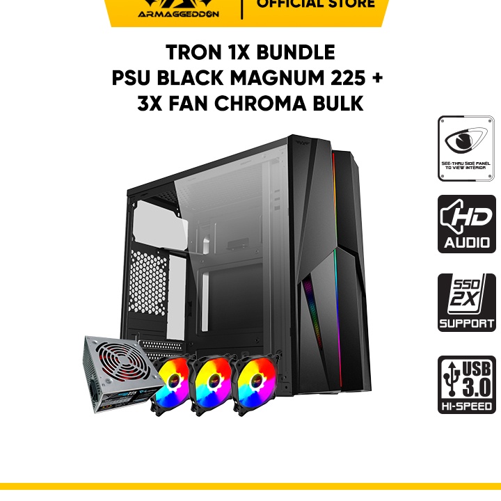 Jual Terupdate Casing PC Armaggeddon TRON 1X Casing PC Gaming M-ATX ...