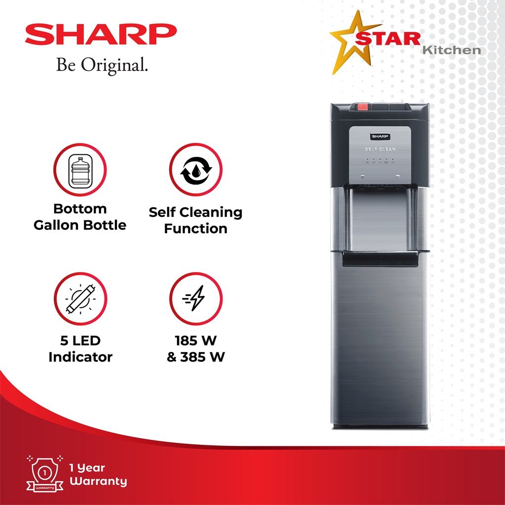 Jual Sharp Water Dispenser Stainless Steel Bottom Loading SWD73EHLBK