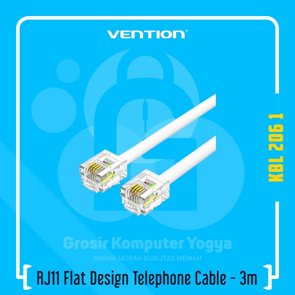 Jual Vention RJ11 Flat Design Anti Stretch Telephone Line Cable Kabel ...