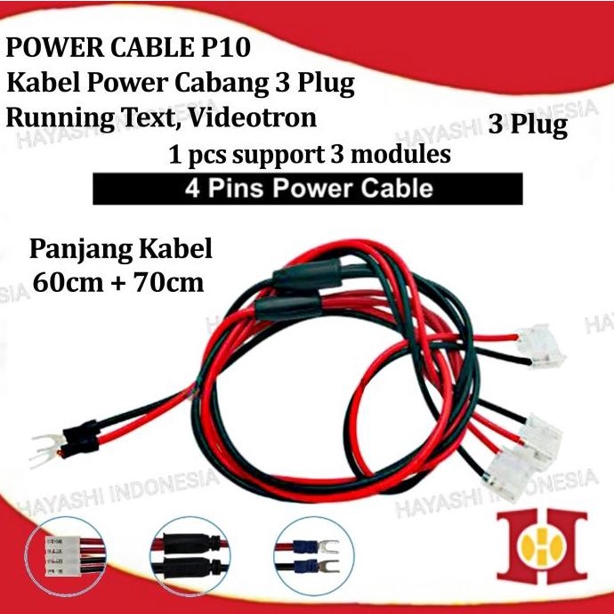 Jual Kabel Power Panel Module Modul LED P10 Running Text SMD 2 3 4 Plug ...