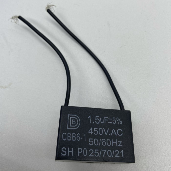 Jual Kapasitor Capacitor Kipas Angin 1.5 uF 1.5 mikro 450V Kabel Hitam