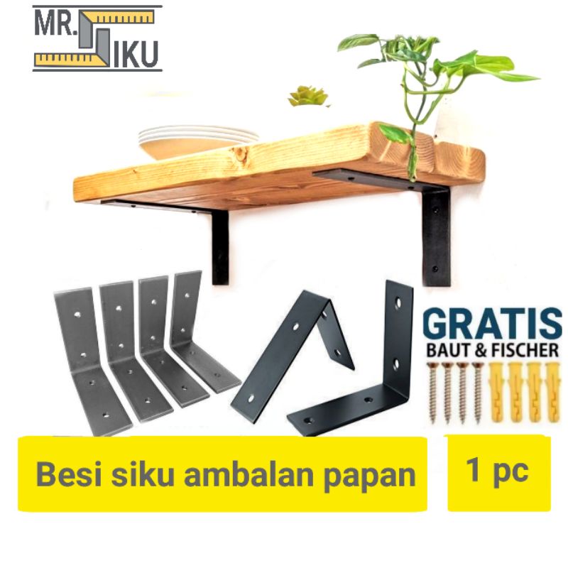 Jual Besi Siku L Bracket Penyangga Papan Besi Siku Rak Dinding Tempel Tebal Free Fisher