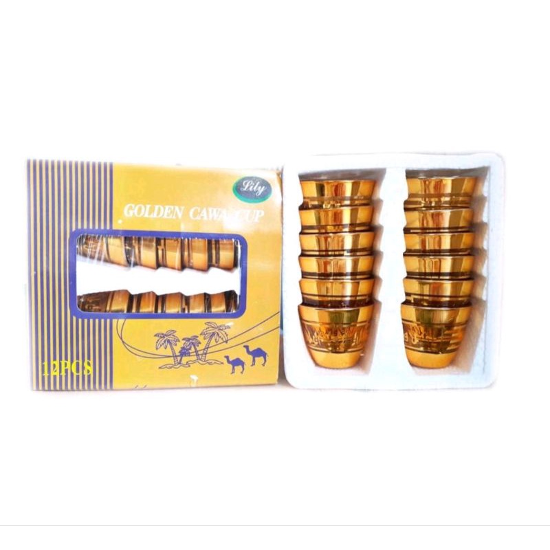 Jual Gelas Arabian Gold Gelas Air Zam Zam 12pcs Membelidonasi Kaca Madinah Mekah Maulid 0059