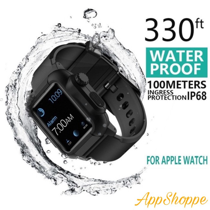 Jual Waterproof Case for Apple Watch Band Bands Silicone Strap