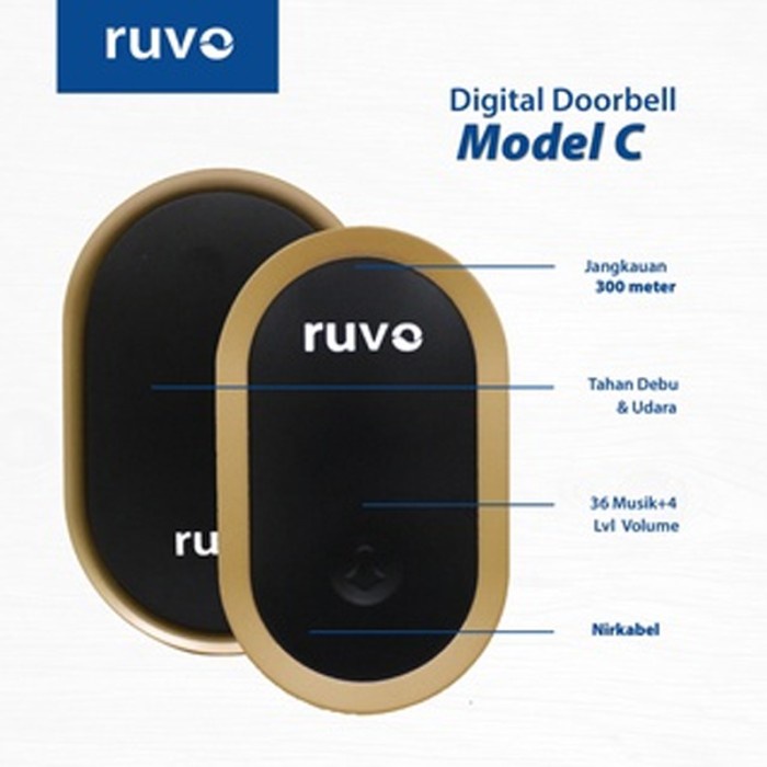 Jual Ruvo Wireless Doorbell Type C Bel Rumah Kantor 1/2 Tombol 1/2