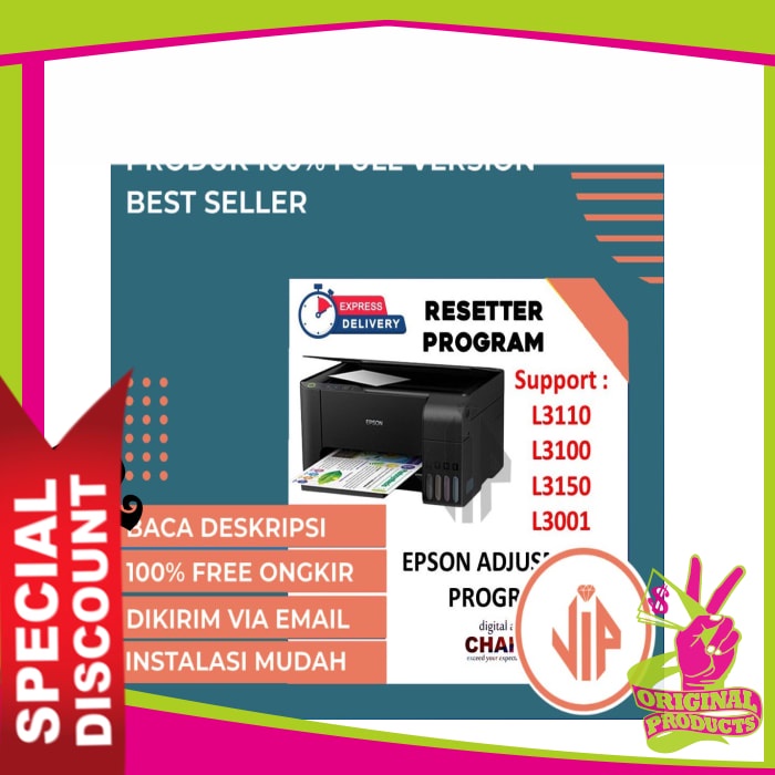 Jual Promo Resetter Epson L3110 L3100 L3150 L3001 Dan Cara Menggunakannya Aplikasi Reset 9863