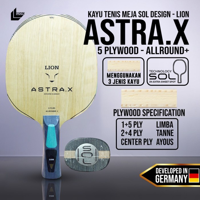 Jual [New] Kayu Bat Tenis Meja Pingpong Lion Astra X Allround All 5Ply ...