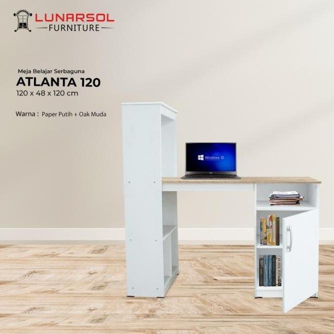 Jual ! (Free Rakit) Meja Kerja Atlanta Lunarsol / Meja Belajar Rak Buku ...