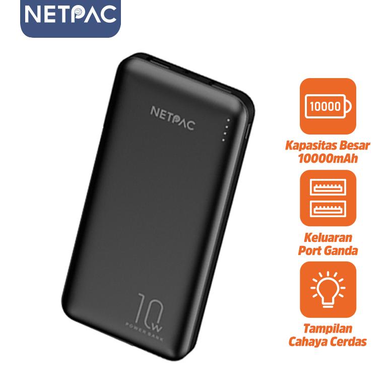 Jual NETPAC Power Bank 10000 mAh Powerbank Dual USB Output 2 Input LED ...