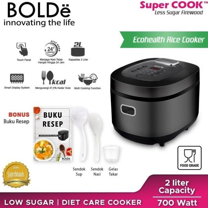 Jual BOLDe SUPER COOK Rice Cooker Less Sugar 2 L FIREWOOD Low Carbo