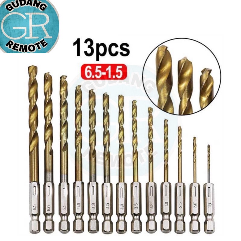 Jual Mata Bor Besi Baja Set 13 Pcs HSS Titanium Power Drill Steel Hex ...