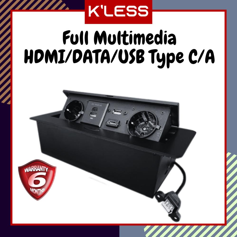 Jual Stop Kontak Meja Meeting Multimedia Hdmi/Data /Usb Type C/A - 2 ...