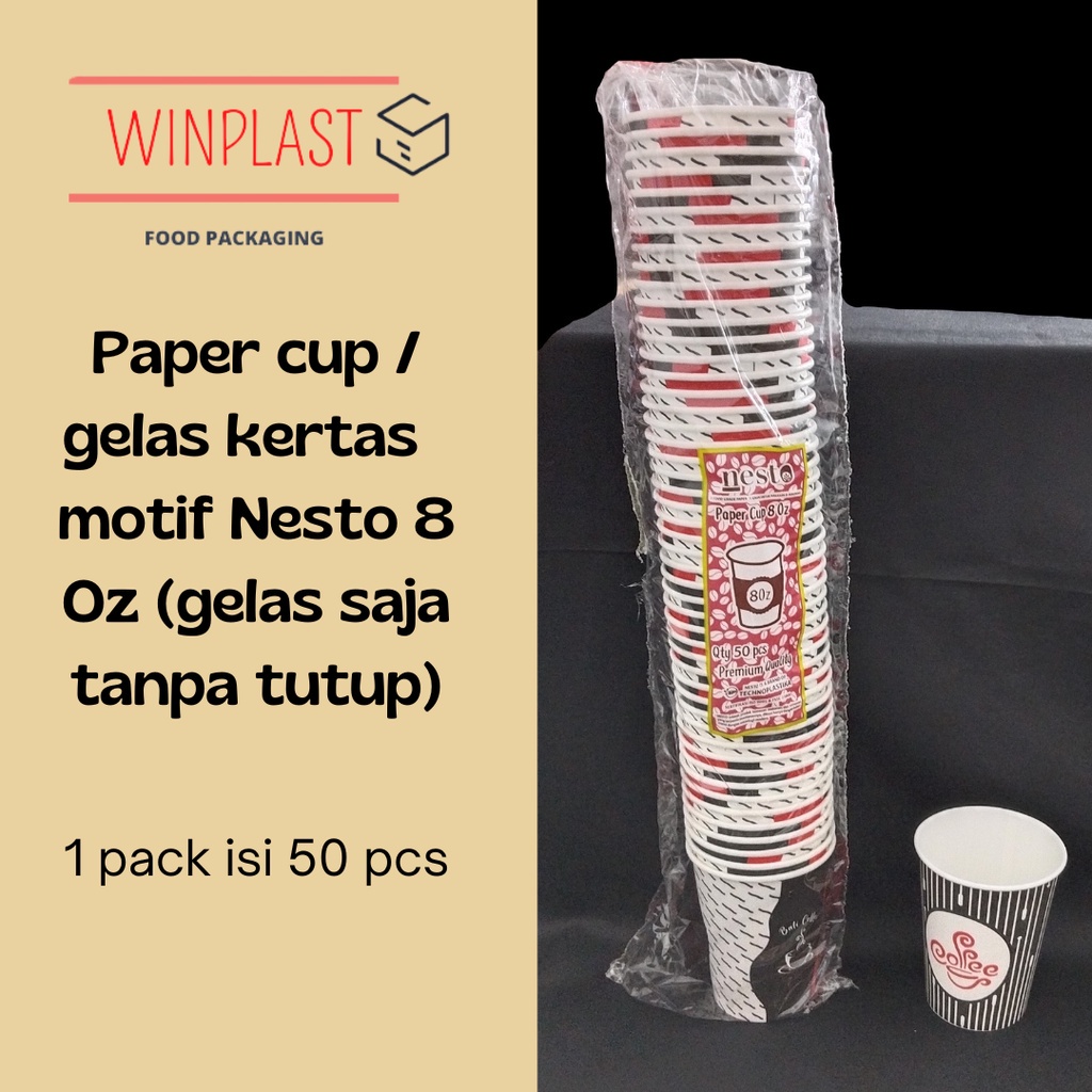Jual Paper Cup / Gelas Kertas Motif Nesto 8 Oz isi 50 pcs | Shopee ...