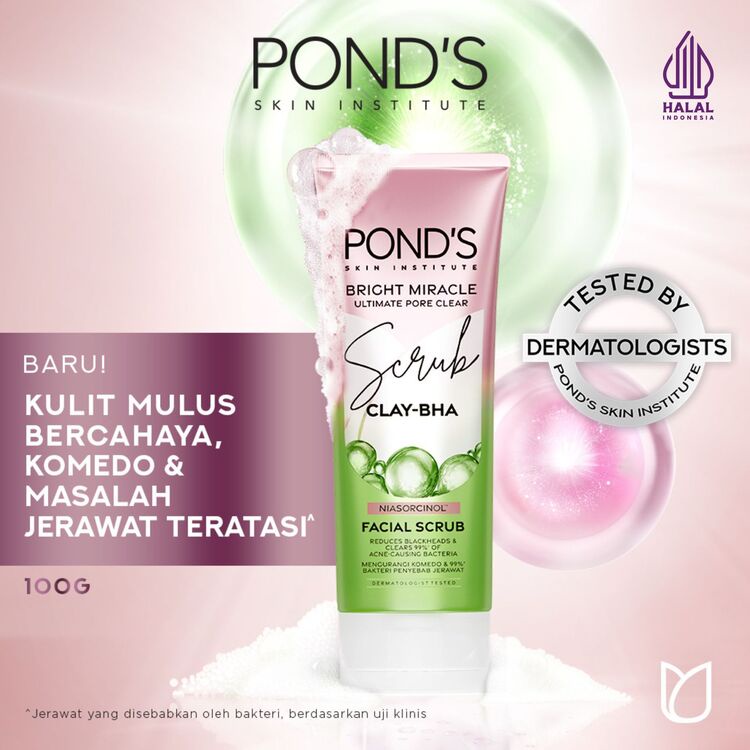 Jual Pond's Bright Miracle Ultimate Pore Clear Facial Scrub 100G