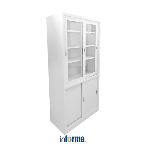 Jual Informa Lemari Arsip Kantor Metal Pintu Kaca Geser Putih Shopee Indonesia