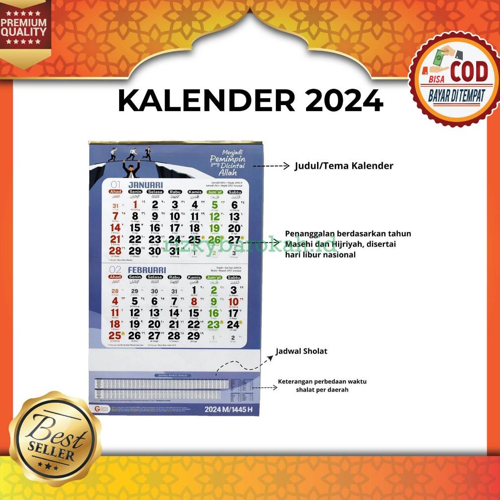 Jual Zzr Kalender Regional 2024 Kalender Harian Muslim Dinding Tembok 1445 H Hijriyah Hijriah 1212