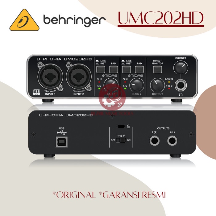 Jual Behringer UMC202HD USB Audio Interface with Midas Mic