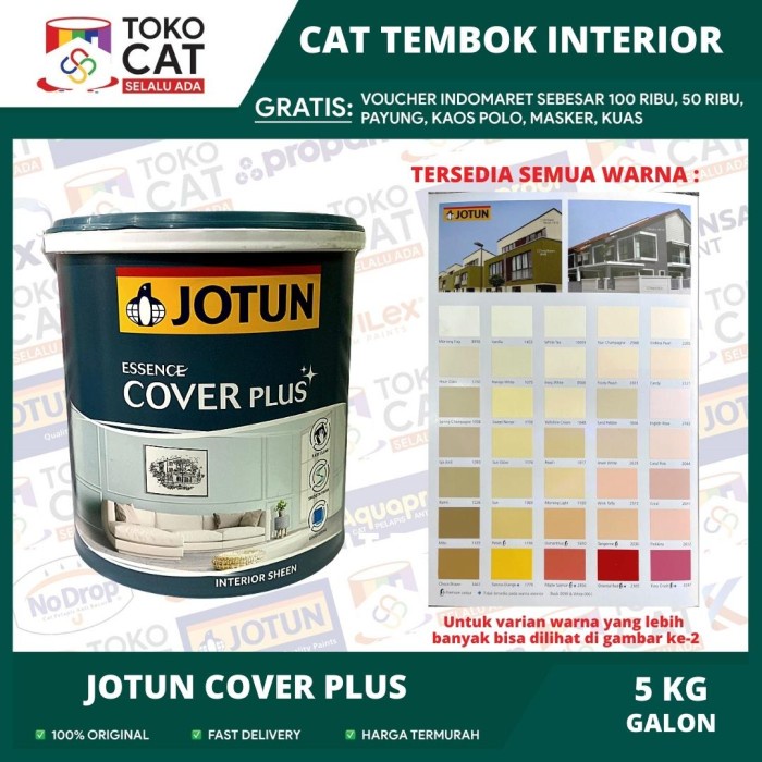 Jual Cat Tembok Interior Anti Noda Jotun Cover Plus Putih Tiinting 5 Kg Galon Cat Tembok 5007