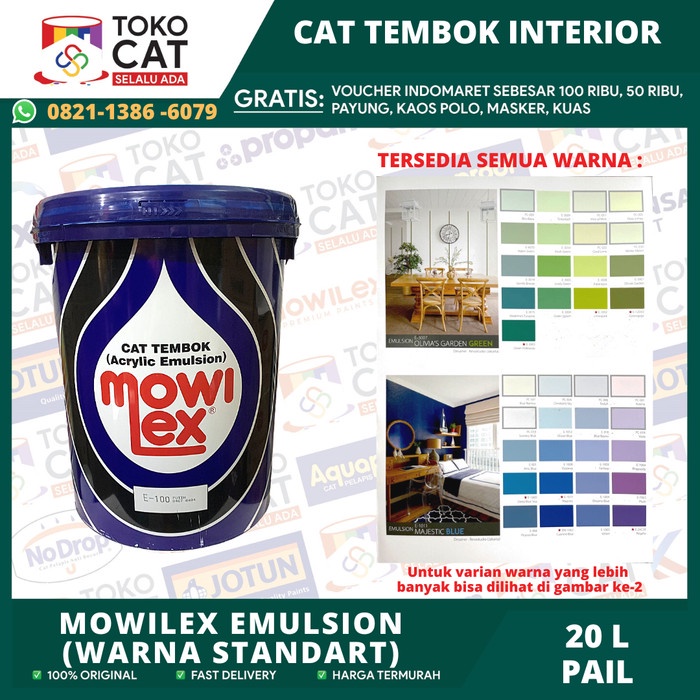 Jual Cat Tembok Interior Mowilex Emulsion Warna Putih E 100 Ukuran 20 Liter Pail Cat Tembok 7552