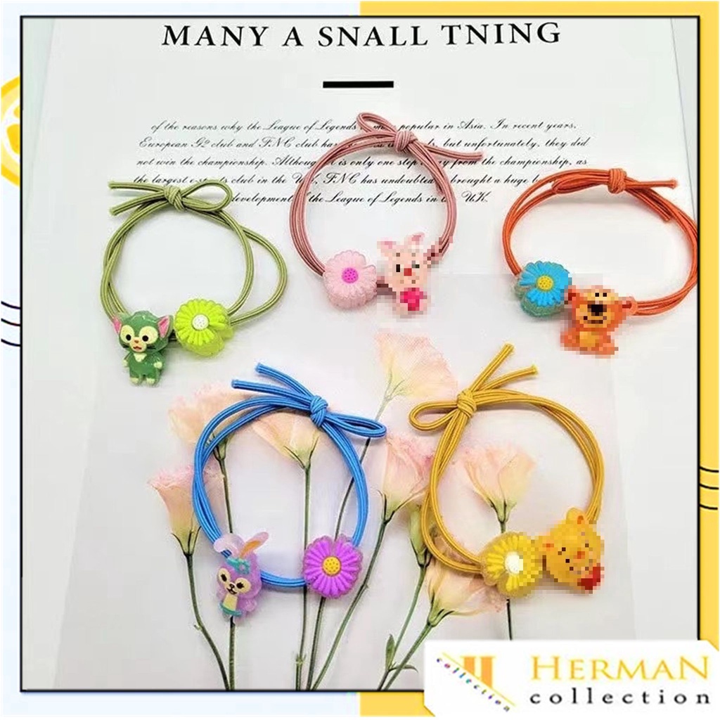 Jual HC Ikat Rambut Korea 1PCS Bunga Daisy Motif Karakter Hewan Karet