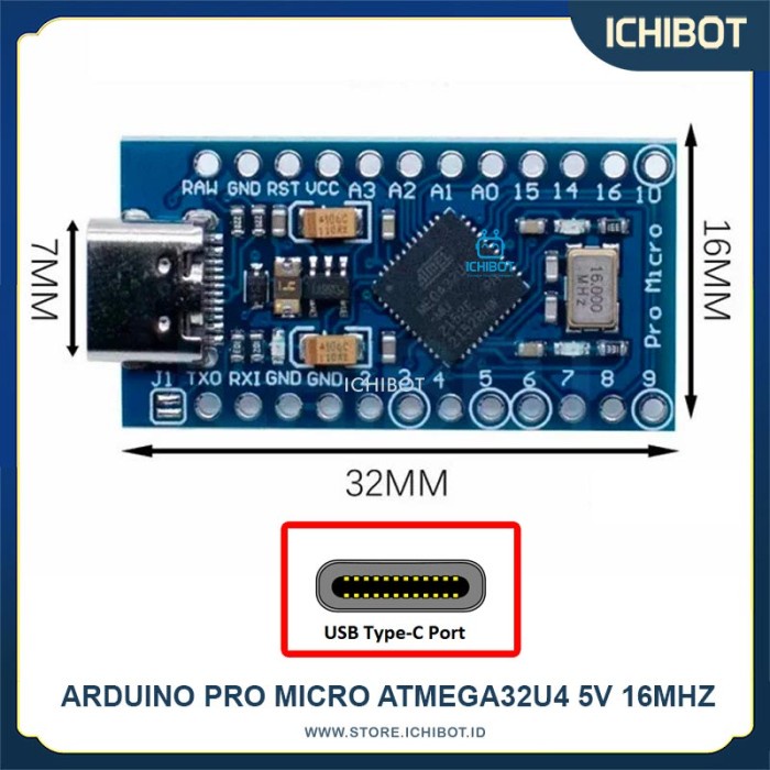 Jual Pro Micro ATmega32U4 5V 16MHz Arduino Type C Type-C ATmega 32U4 ...