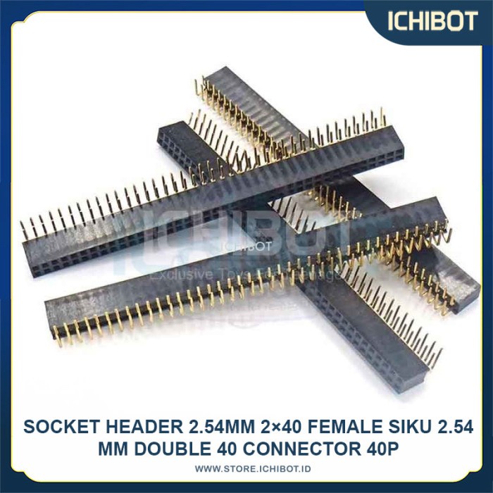 Jual Socket Header Female Double 2x40P 2.54mm Siku Right Angle ...
