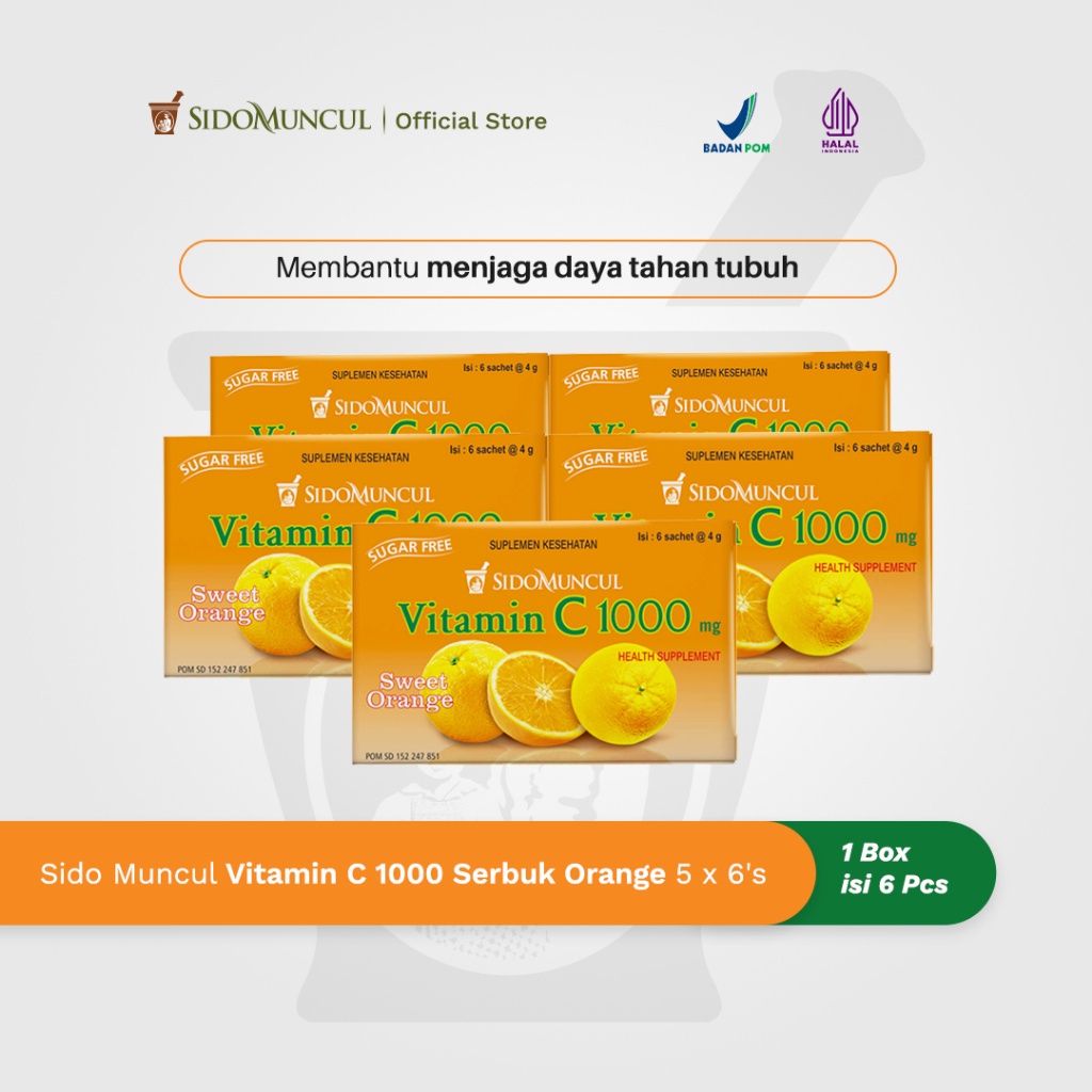 Paket Sido Muncul Vitamin C 1000 mg Sweet Orange (5 Pack)