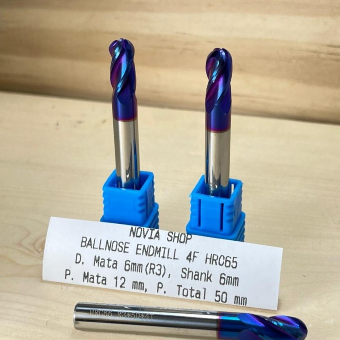 Jual best produk] Mata Router CNC Ballnose 4F 6mm HRC 65 Titanium ...