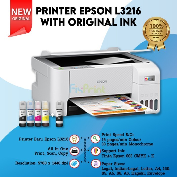 Jual Printer Epson L3216 (White) All In One Ink Tank Printer Best ...