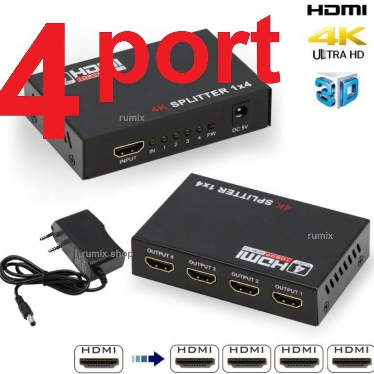 Jual Promo Splitter 1 In 4 Out 4 Port Hub Split Repeater Amplifier V1.4 ...