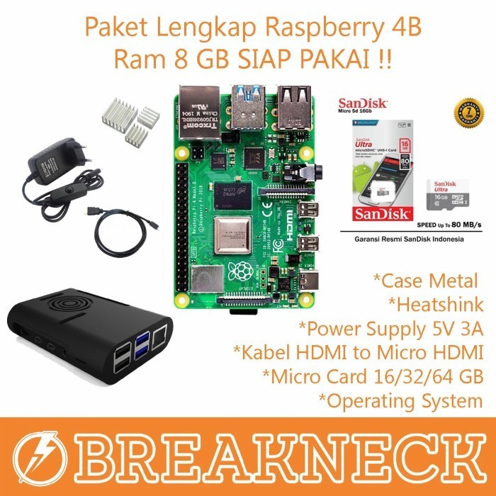 Jual Paket Lengkap Raspberry Pi 4B RAM 8GB SIAP PAKAI | Shopee Indonesia