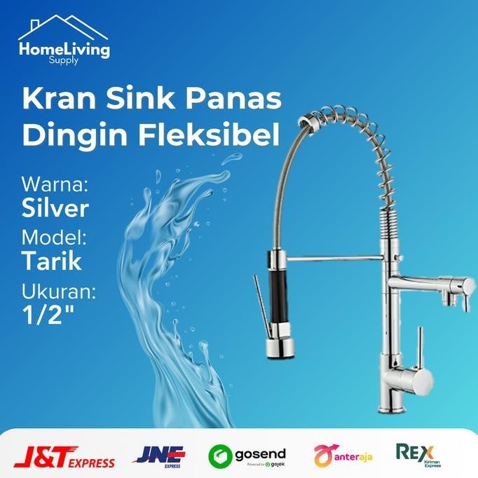 Jual Jual Kran Kitchen Sink Panas Dingin Hitam Model Tarik Fleksibel